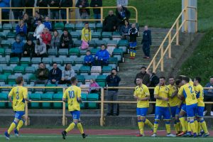 Barry Town vs Goytre United on 18.4.2017. at Jenner Park stadium, Barry, Vale of Glamorgan, Wales in Welsh League Division One.  Barry Town United won the game 3 - 0 with goal from Luke Copper, Tyrelle Webbe and Drew Fahiya.  Barry Town win promotion to th