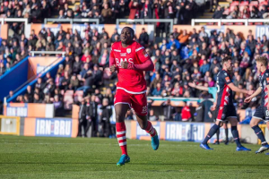 Michael Bakare celebrates in Scottish Challenge Cup final