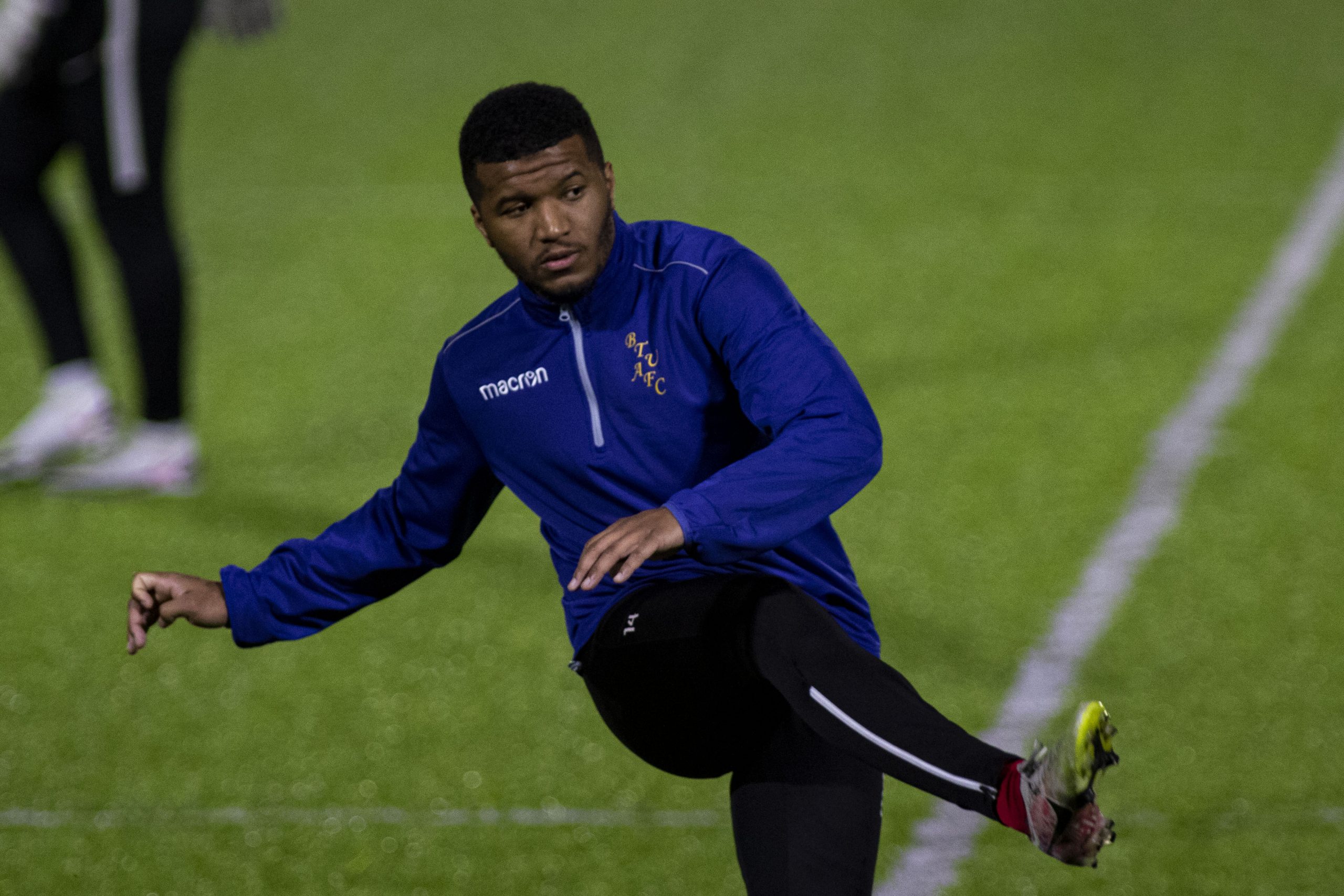 Pontypridd United's Curtis Jemmett-Hutson in training for Barry Town.