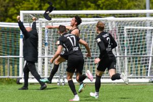 Aeron Edwards celebrates scoring for Connah's Quay Nomads against Penybont (Will Cheshire)