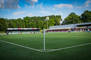 UEFA Europa Conference League First qualifying round match between Bala Town and Larne FC, played at Park Hall, Oswestry on 8 July 2021.