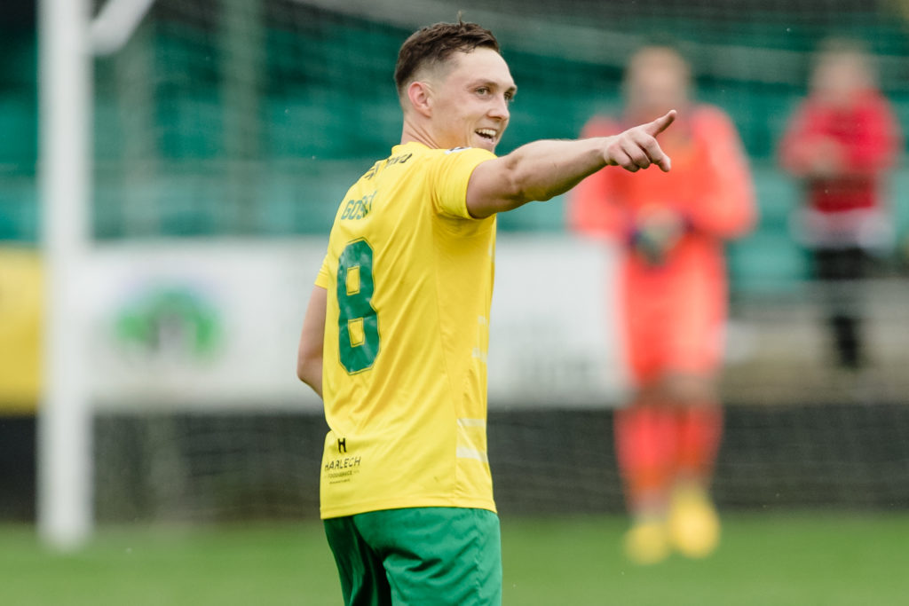 Wales C midfielder Danny Gosset in action for Caernarfon Town