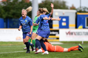 Genero Adran Premier fixture between Barry Town Ladies and The New Saints FC Ladies at Jenner Park Stadium, Barry, Wales.