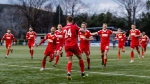 Football, Cymru Premier, Newtown AFC v Barry Town United FC, Newtown, Wales.