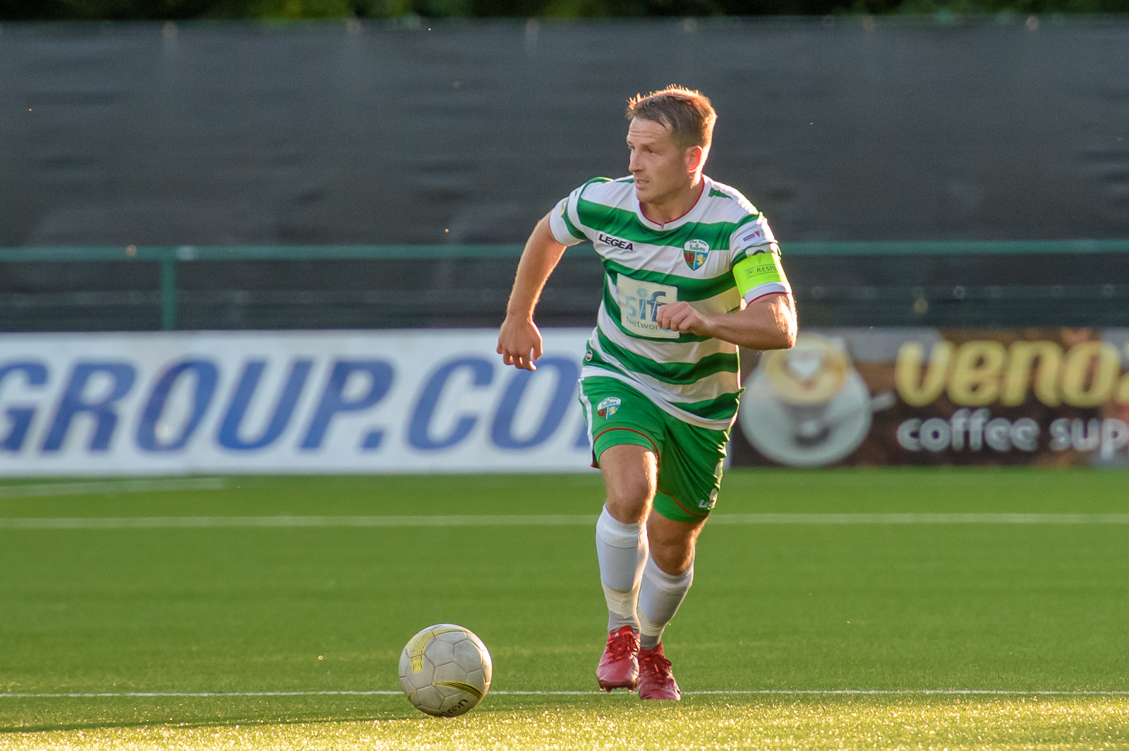 Chris Marriott of New Saints in possession of the ball