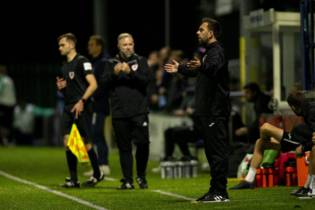 Andrew Stokes - manager of Pontypridd United on the touch line. 