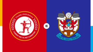 Cardiff Met logo (left) vs Penybont logo (right)