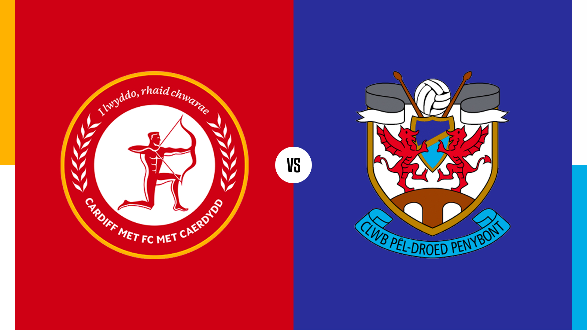 Cardiff Met logo (left) vs Penybont logo (right)