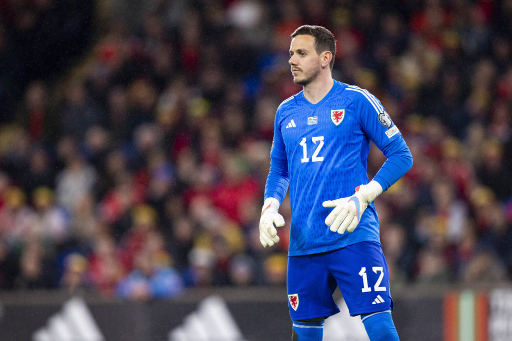 Wales goalkeeper Danny Ward in action against Latvia