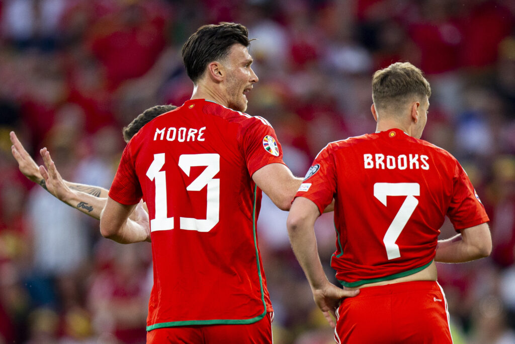 Kieffer Moore of Wales reacts after being shown a red card.
Wales v Armenia in a UEFA EURO 2024 Qualifier at Cardiff City Stadium on the 16th June 2023.
Credit: Lewis Mitchell