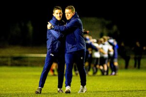 Barry Town manager Lee Kendall with his assistant Dafydd Williams.