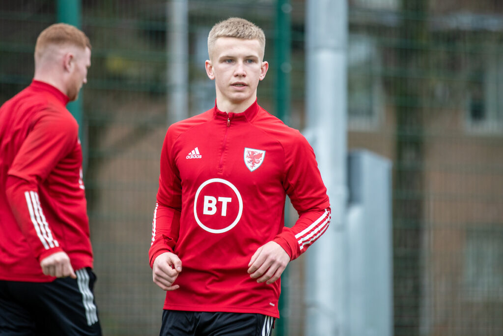 Cymru Premier attacker Gwion Dafydd during a training session.