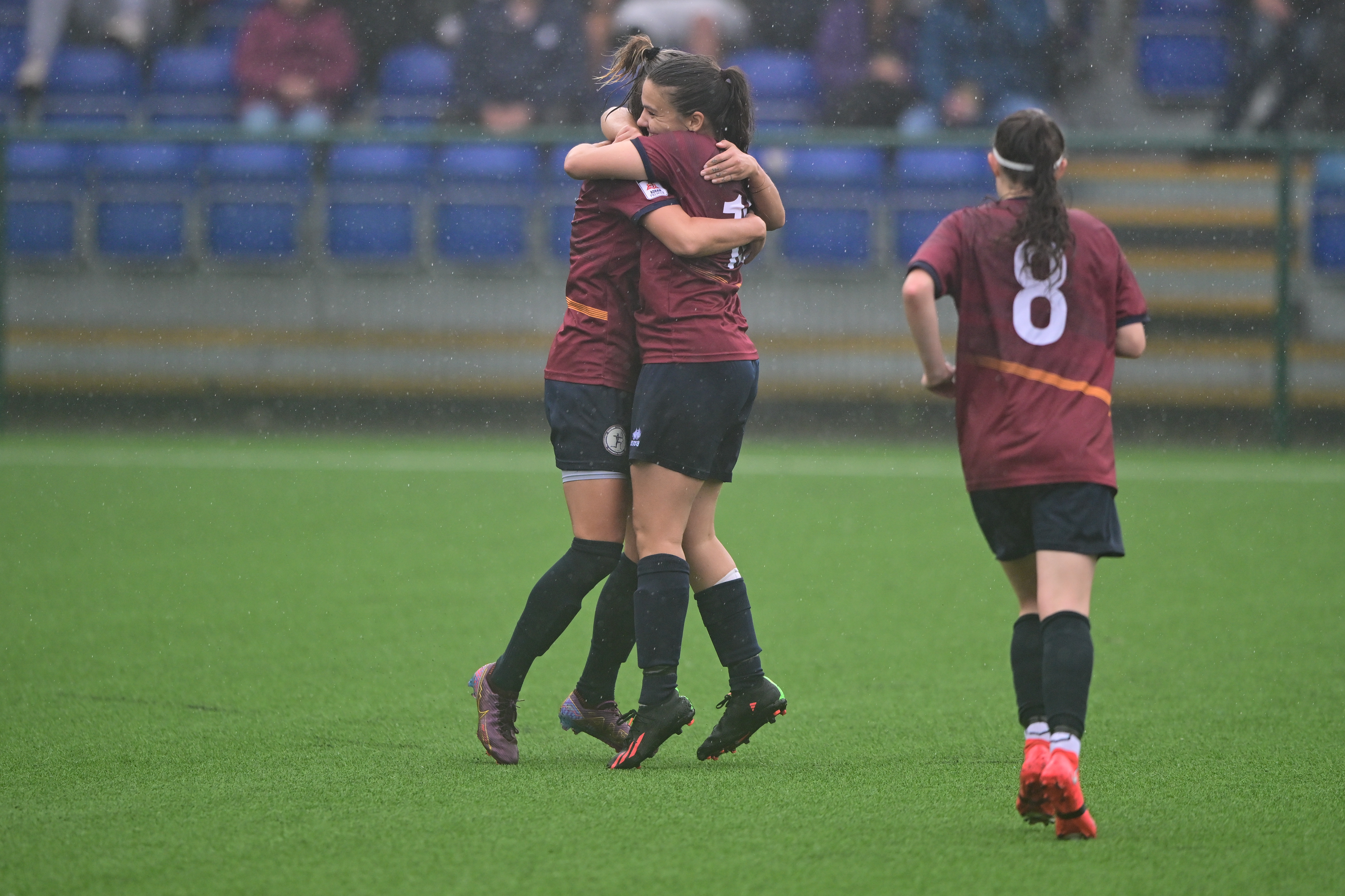 Ingrid Adland celebrates with her Cardiff Met teammates