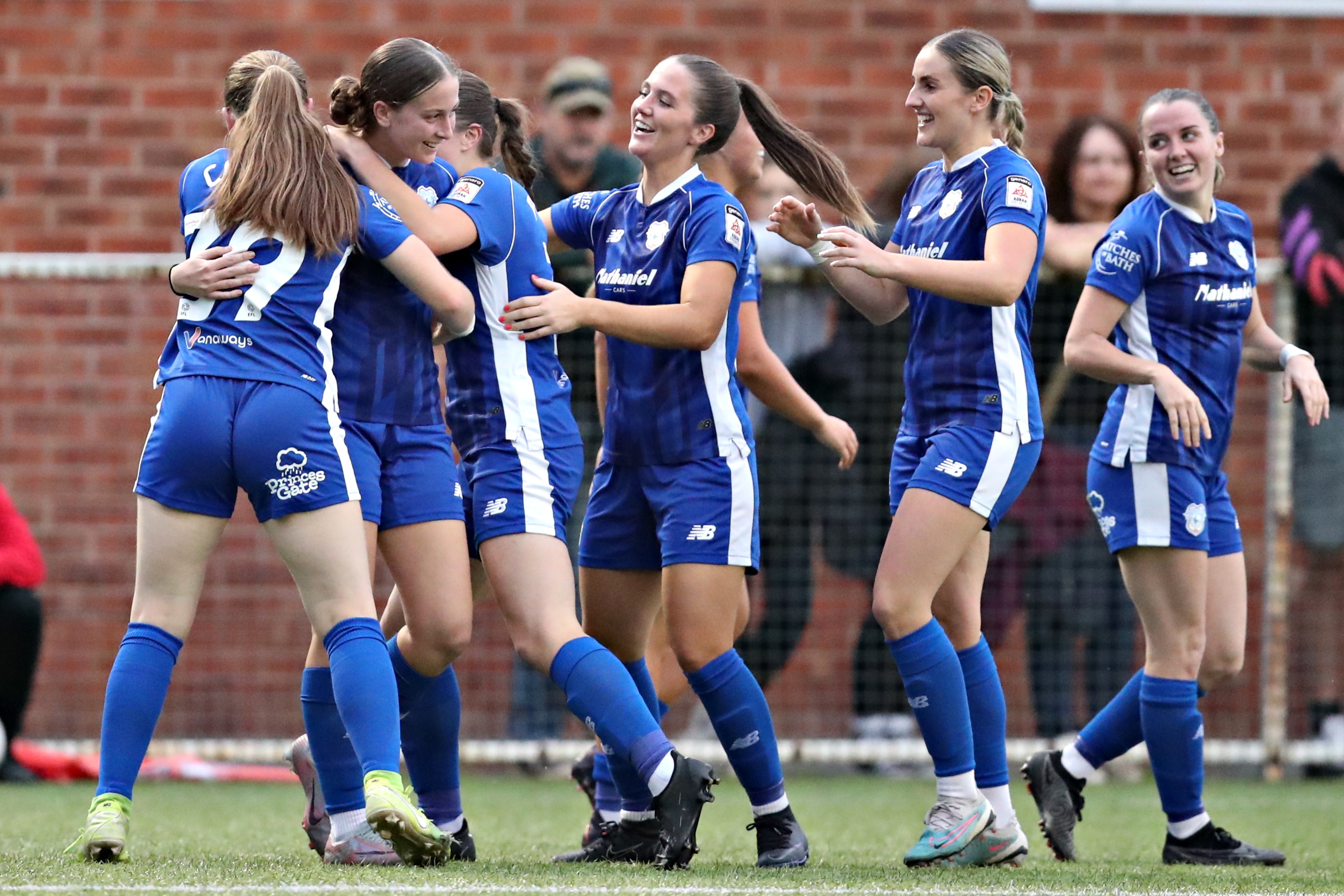 Cardiff City celebrate a goal against Wrexham