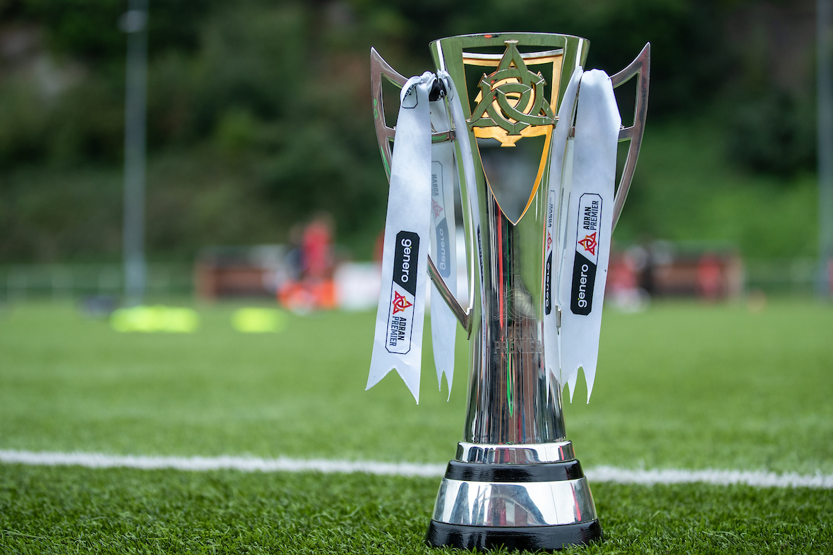 A general view of the Genero Adran Premier trophy.