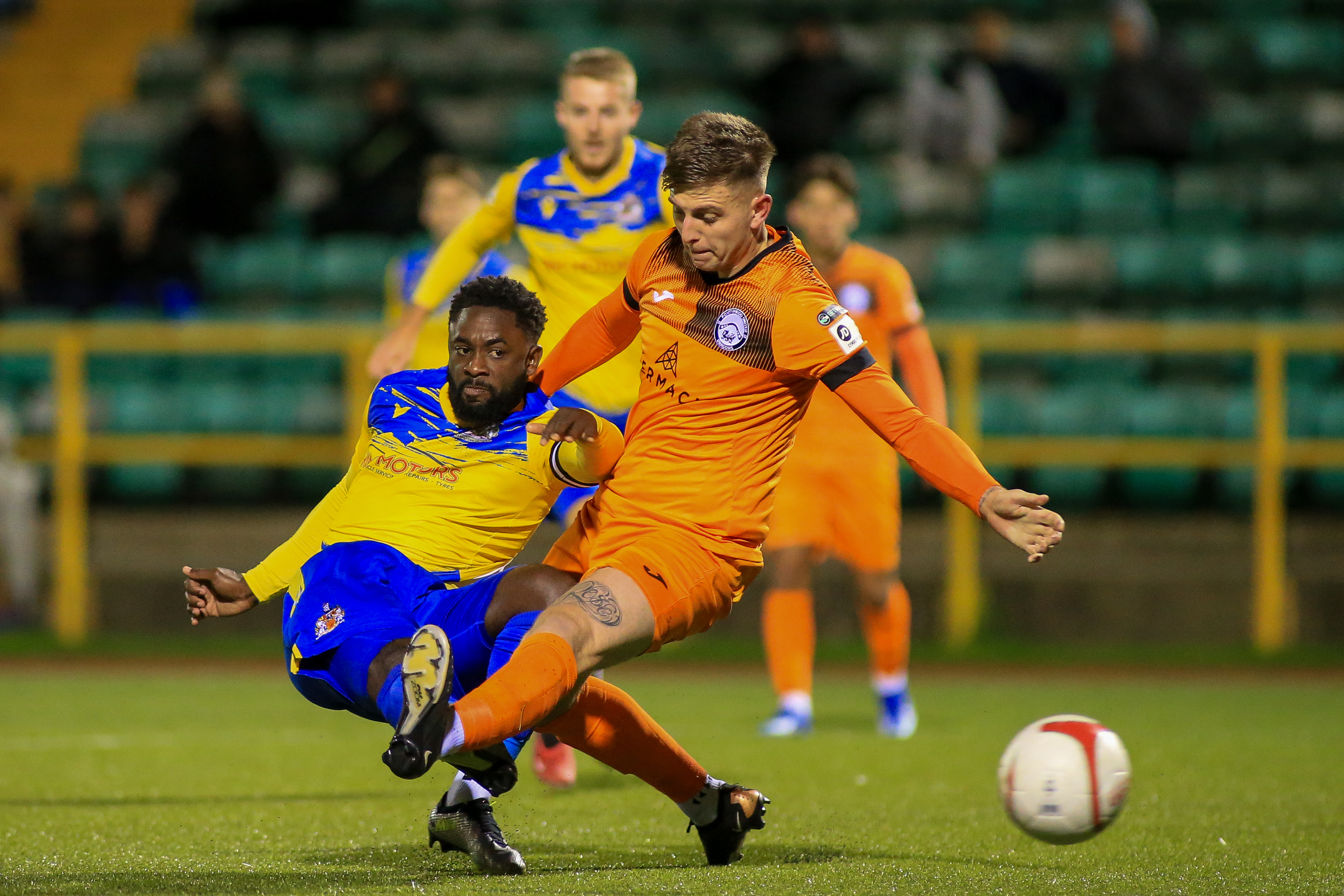 Kayne McLaggon in action for Barry Town against Pontypridd United