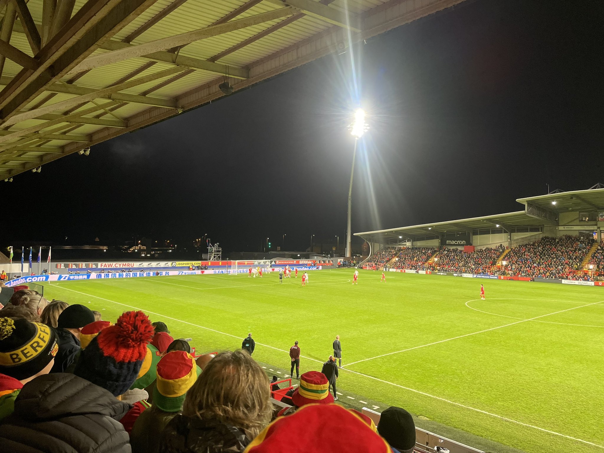 A general view of Wales v Gibraltar at Wrexham's Racecourse Ground.