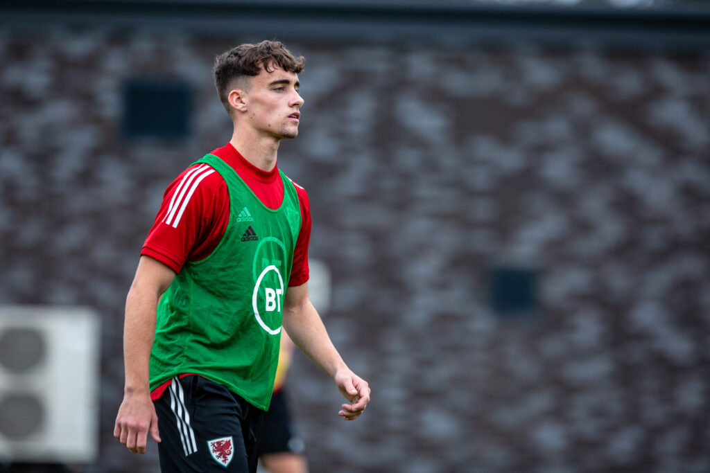 Sunderland star Niall Huggins during a Wales under-21's training session. 