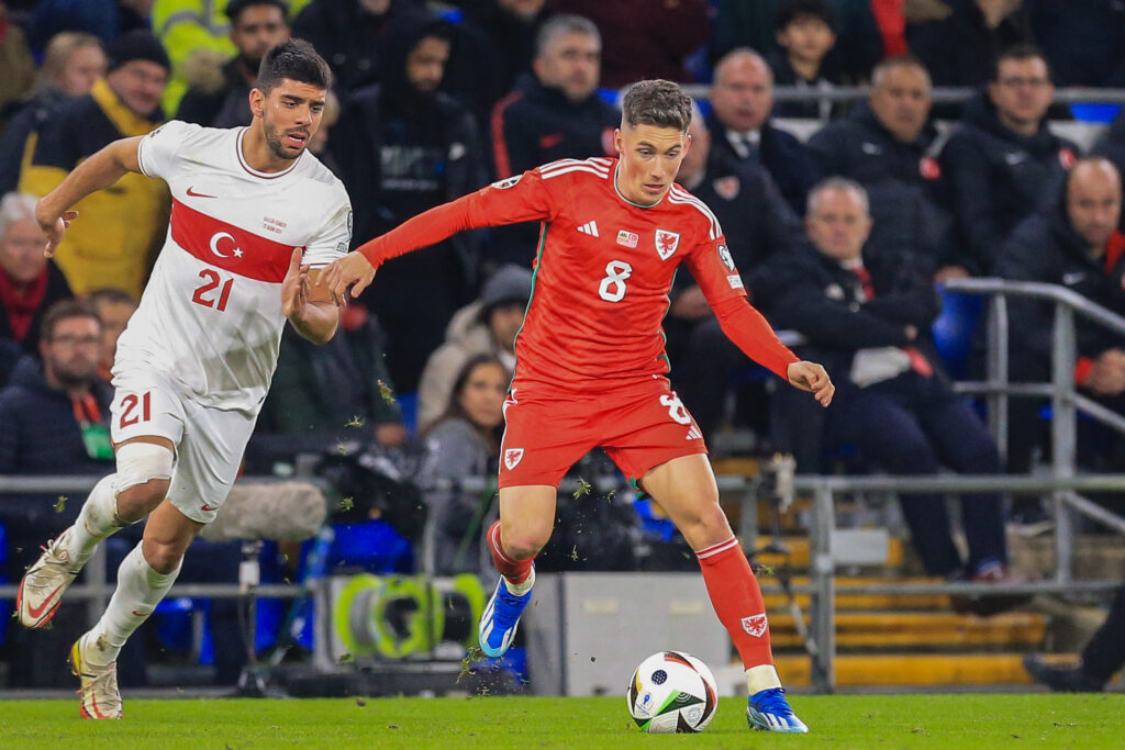 Harry Wilson in action for Wales against Turkey in a UEFA EURO 2024 qualifier