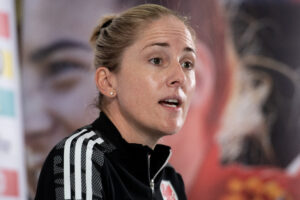 Gemma Grainger in a Wales press conference