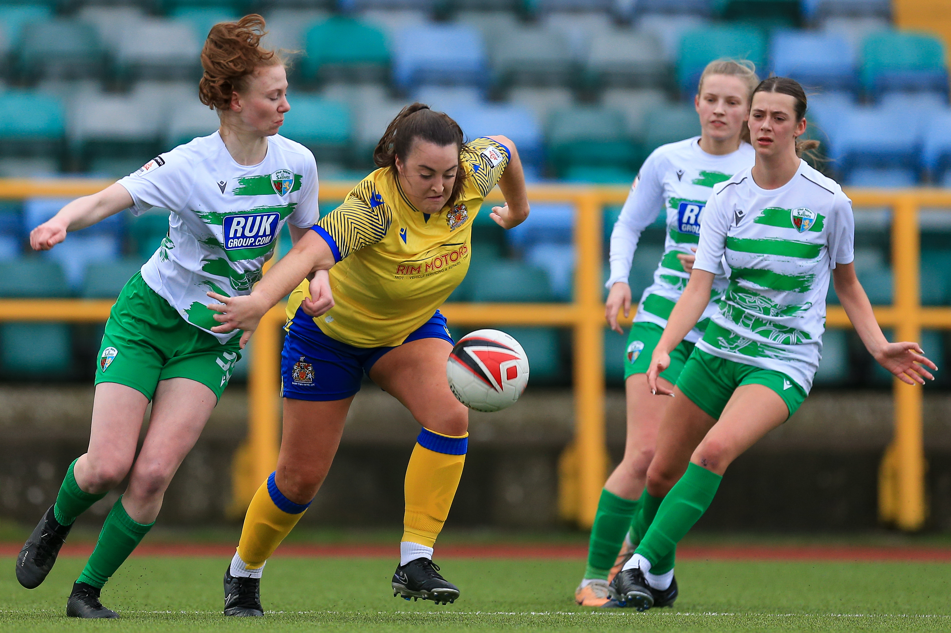 Catherine Walsh in action for Barry Town against TNS in the Adran Premier.