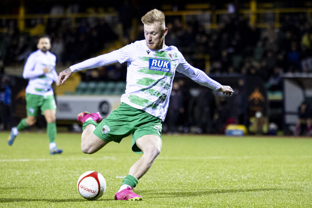 Brad Young of TNS in action.
The New Saints v Swansea City u21in the Nathaniel MG Cup Final at Jenner Park on the 20th January 2024