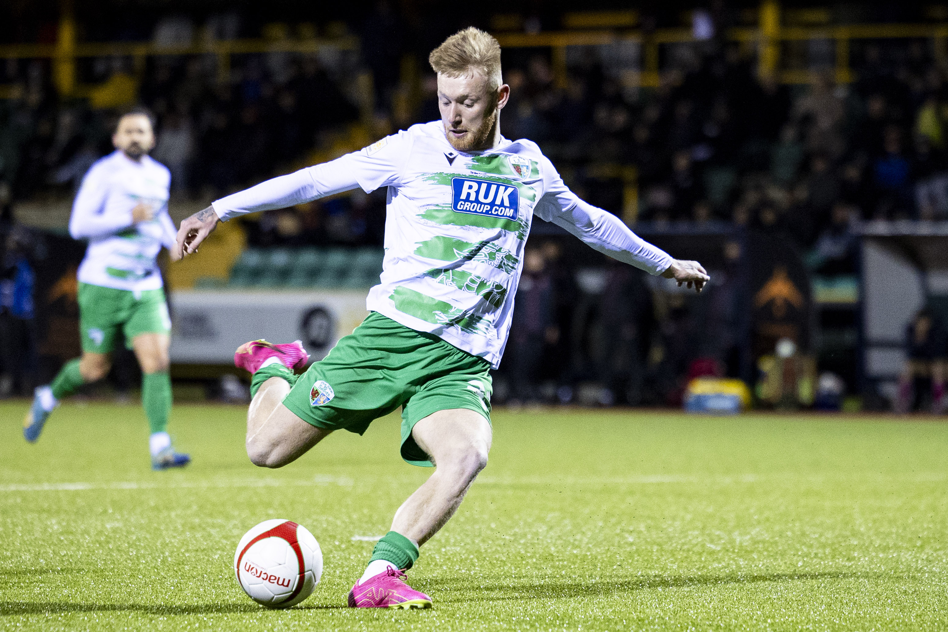 Brad Young of TNS in action. The New Saints v Swansea City u21in the Nathaniel MG Cup Final at Jenner Park on the 20th January 2024
