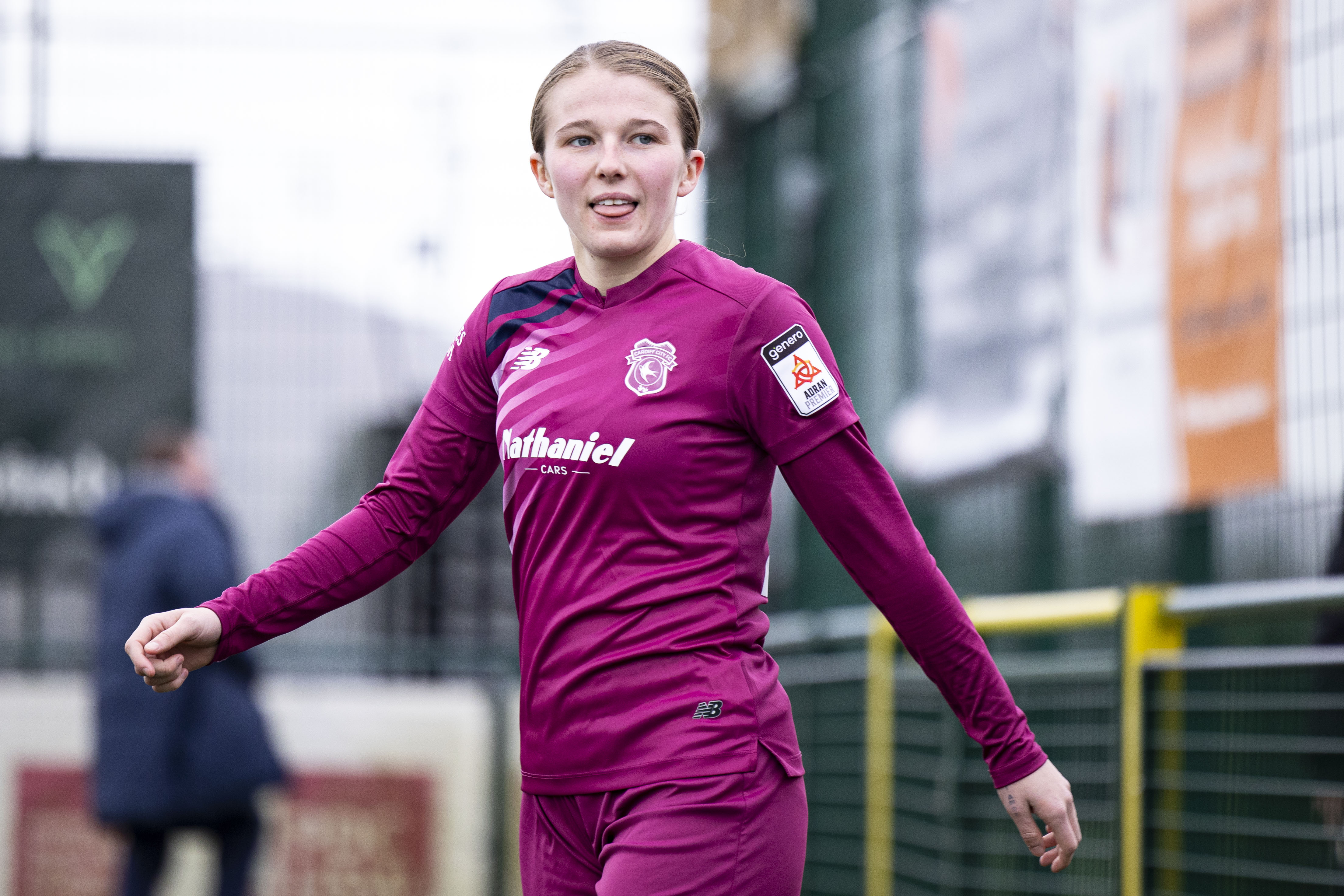 Cardiff City forward MIkayla Cook looks on ahead of kick-off with Pontypridd United