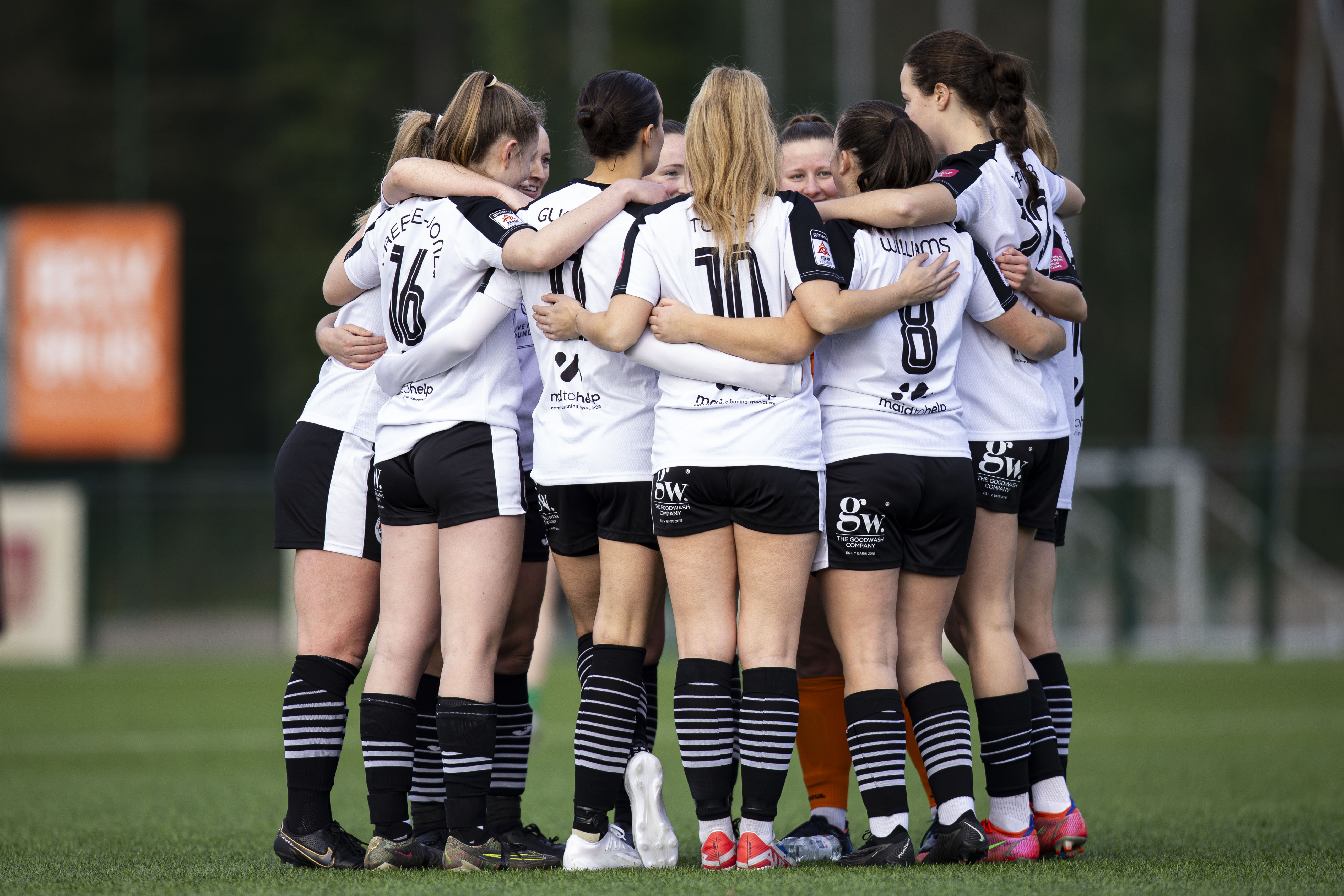 Pontypridd United players huddle ahead of their Adran Premier game with Aberystwyth Town