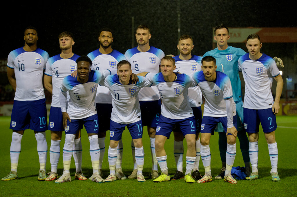 The England C squad line up at Altrincham