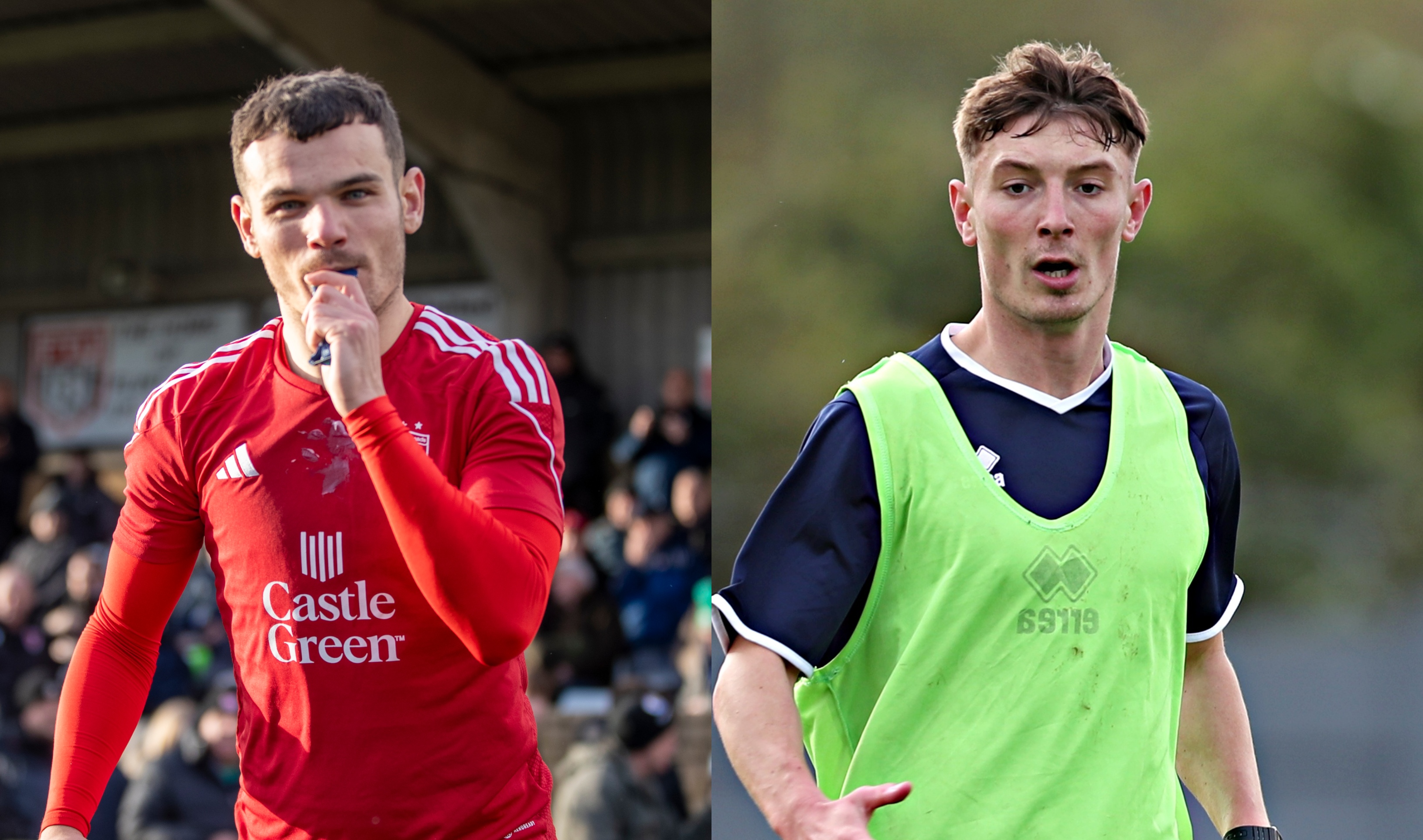 A Wales C collage of Jordan Davies from Connah’s Quay and CJ Craven from Cardiff Met.