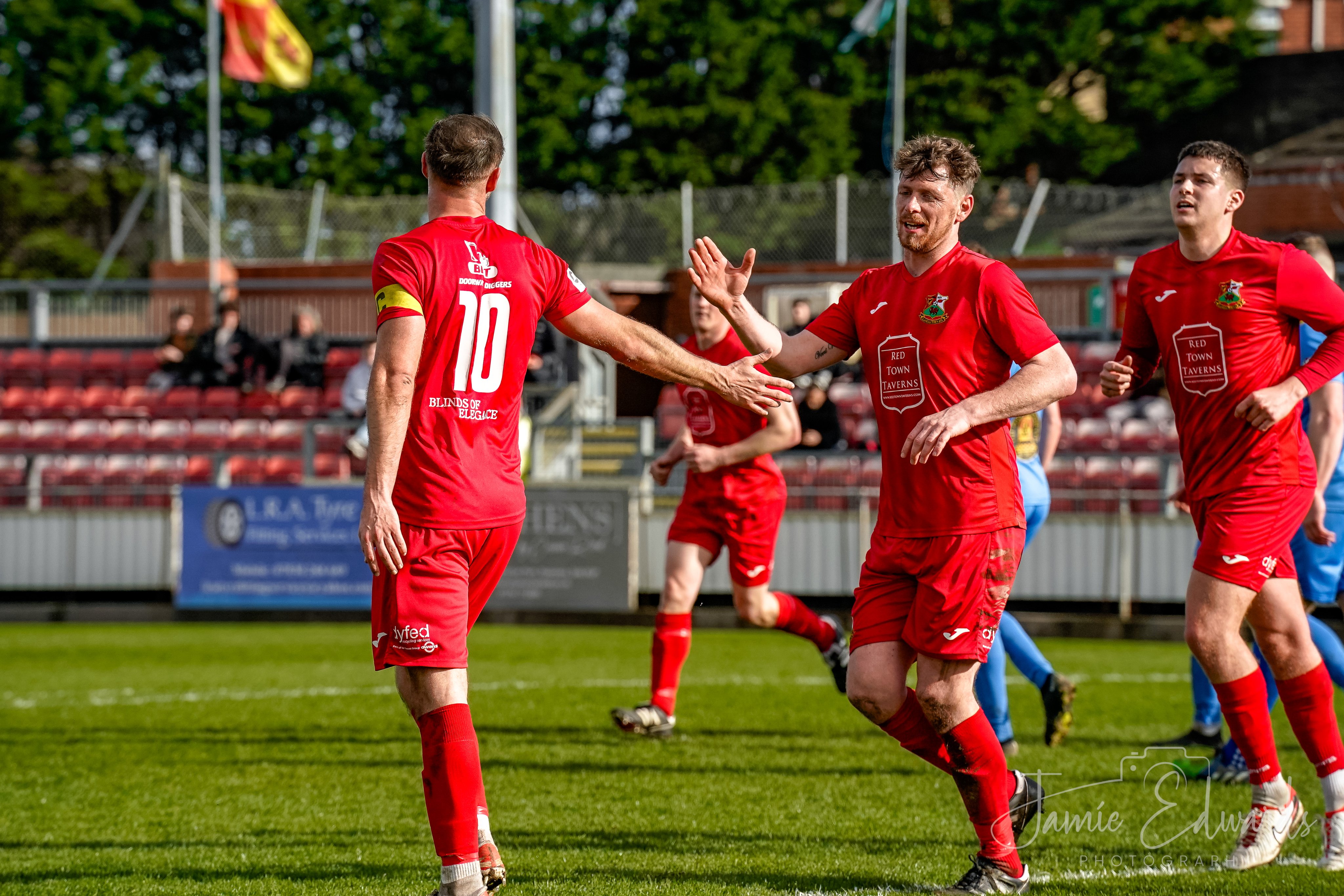 Llanelli Town celebrate a goal against Pontardawe Town