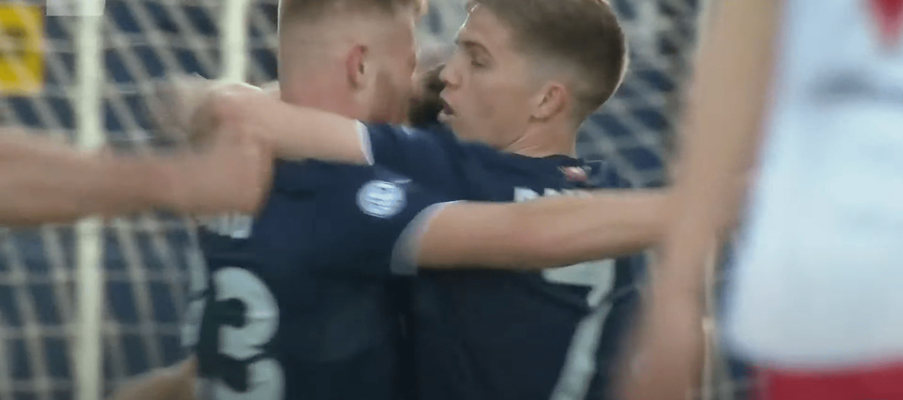 Ben Clark celebrates his goal for TNS against Airdrieonians in the SPFL Trust Trophy