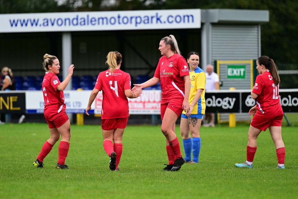 Briton Ferry's Alison Witts scores away to Cwmbran Celtic.