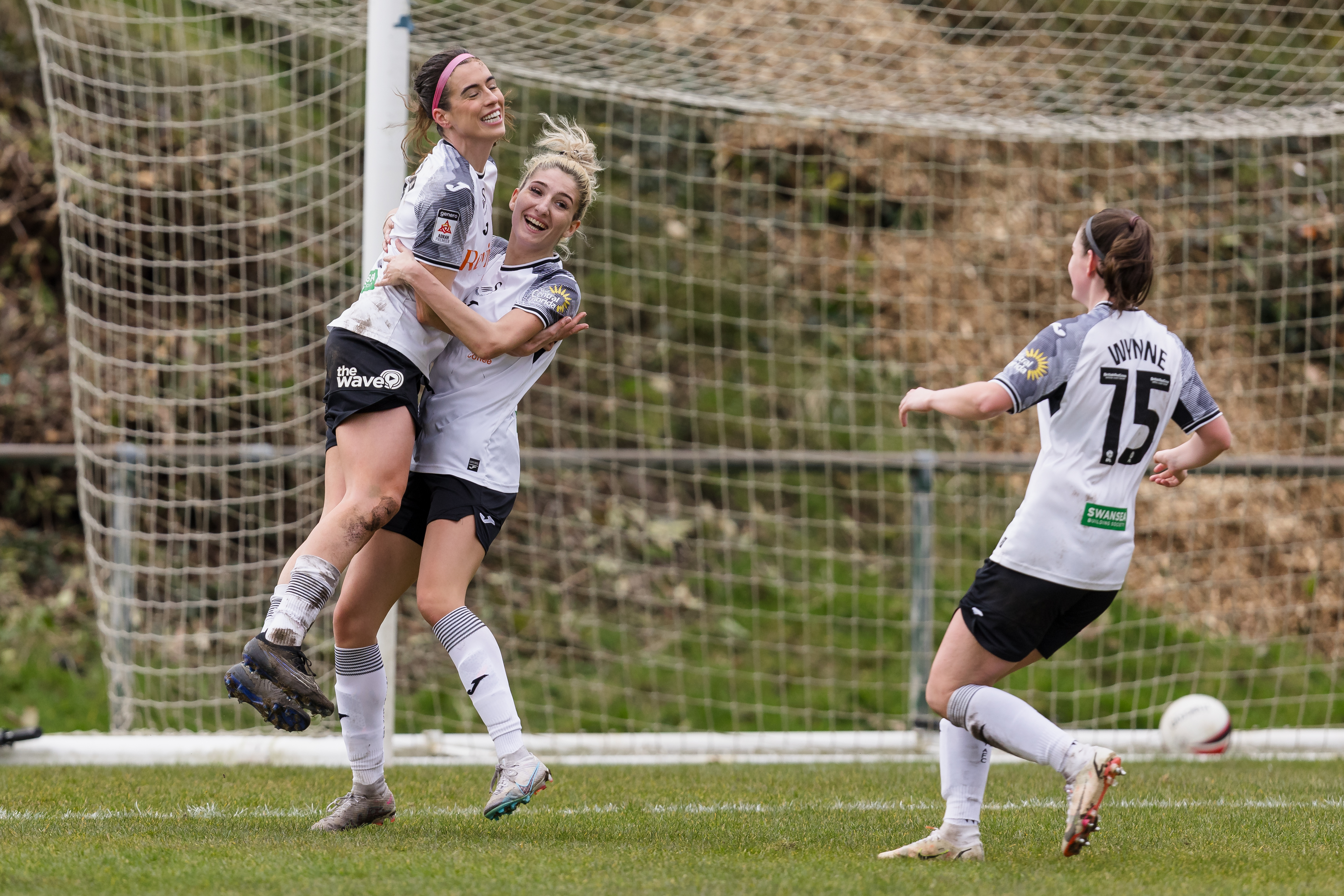 Swansea City's Katy Hosford celebrates scoring against Wrexham.