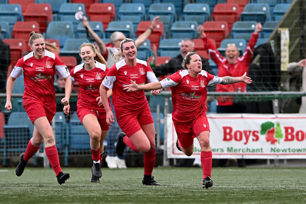 Laura-May Walkley celebrates scoring for Briton Ferry