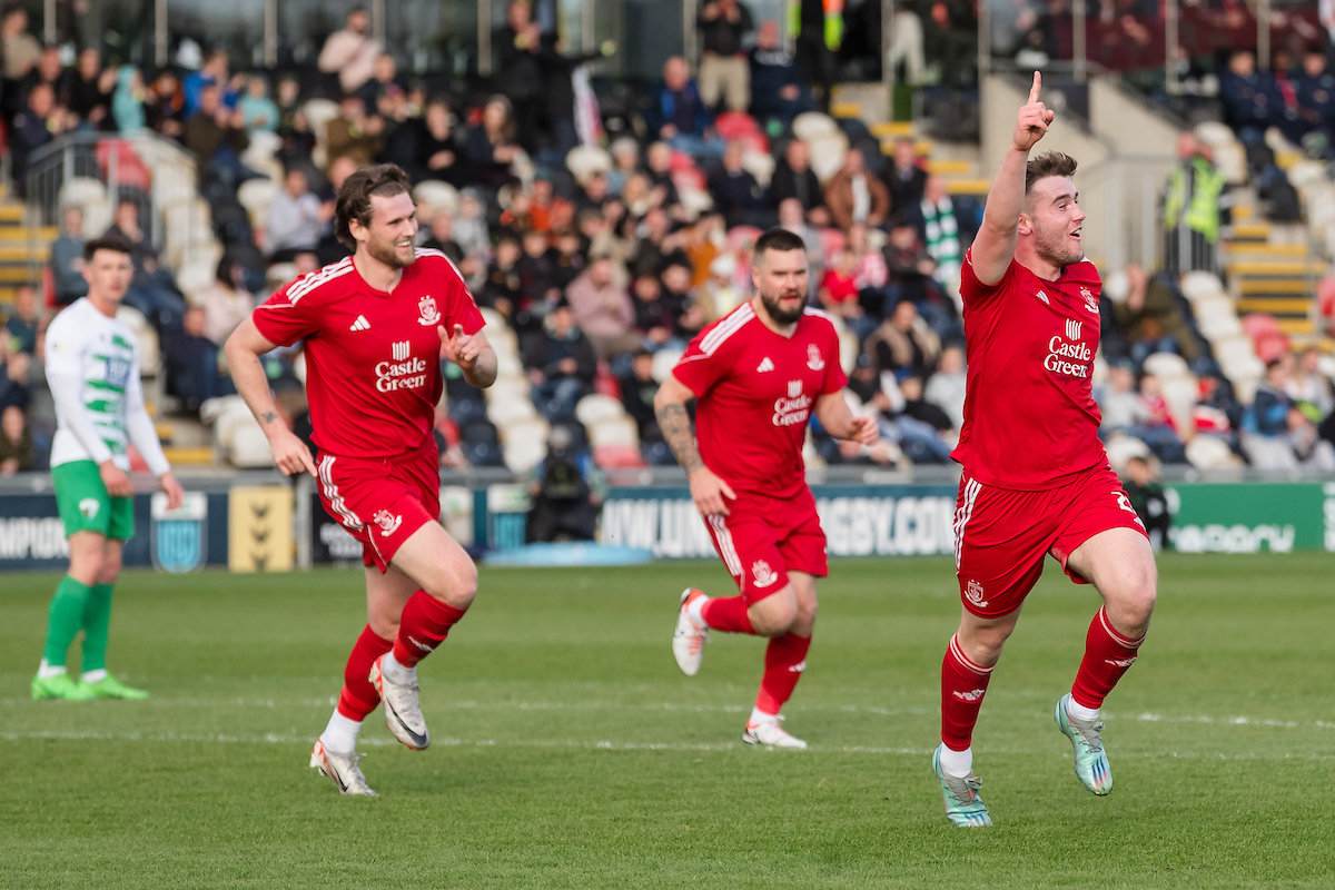 Josh Williams celebrates scoring against TNS