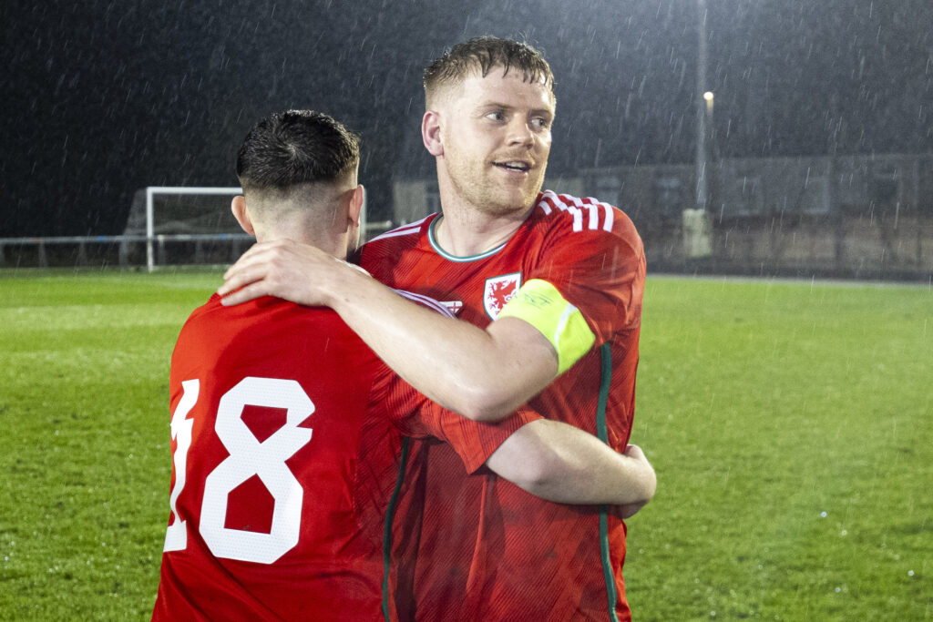 Cardiff Met defender Emlyn Lewis playing for Wales C