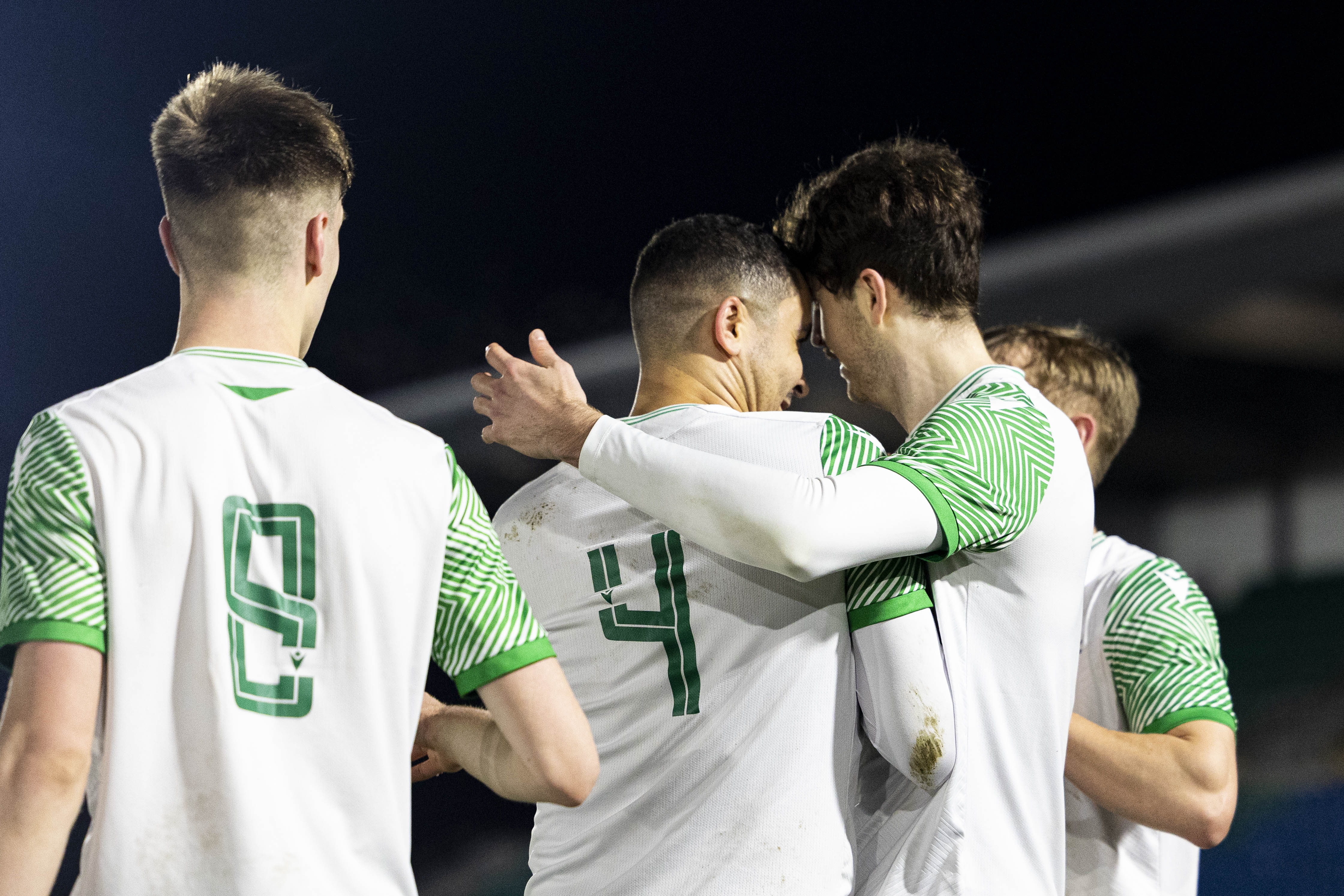 Swansea University celebrate a goal against Cardiff Corries