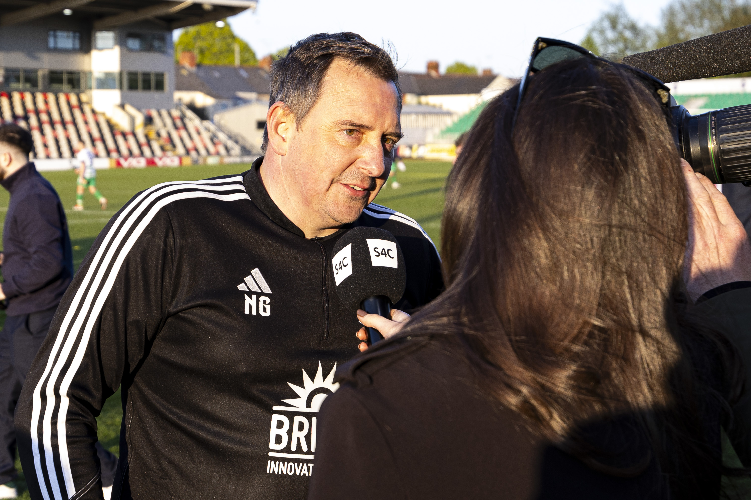 Neil Gibson speaks to Sgorio after winning the Welsh Cup with Connah's Quay