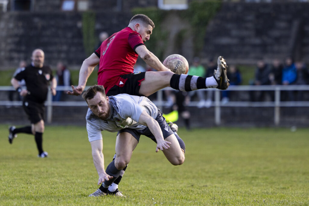 Penrhiwceiber Rangers v Cefn Cribwr in the Ardal South West League at Glasbrook Terrace on the 23rd April 2024.