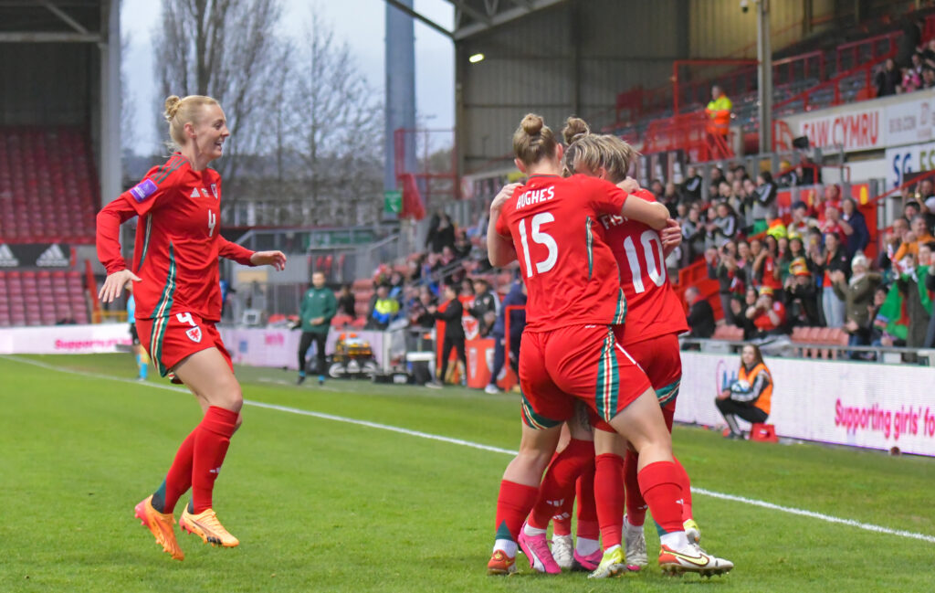 Wales celebrate scoring against Croatia