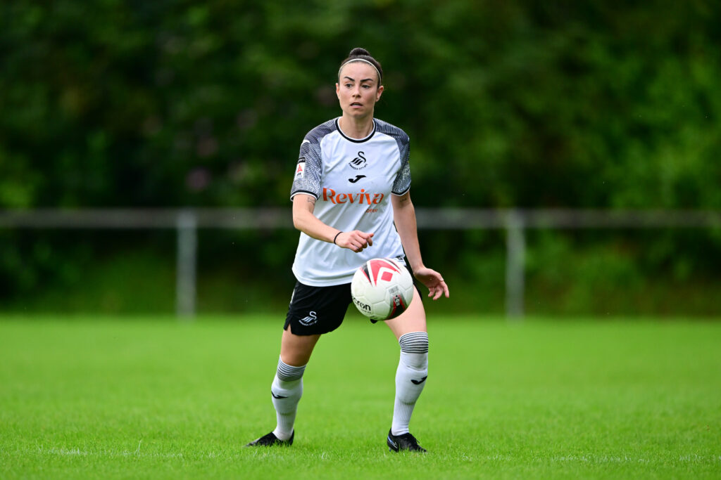 Alicia Powe in action for Swansea City in the Adran Premier. 