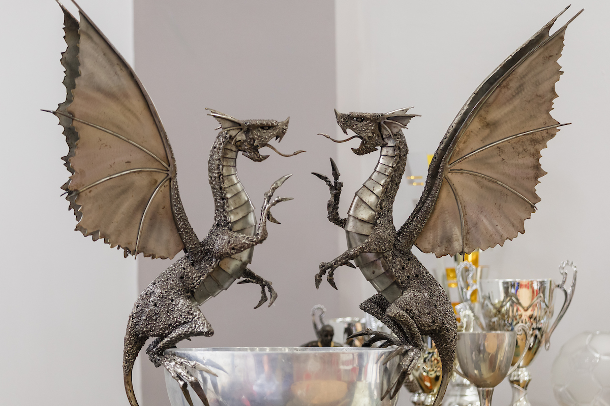 A general views of the Cymru Leagues Premier trophy.