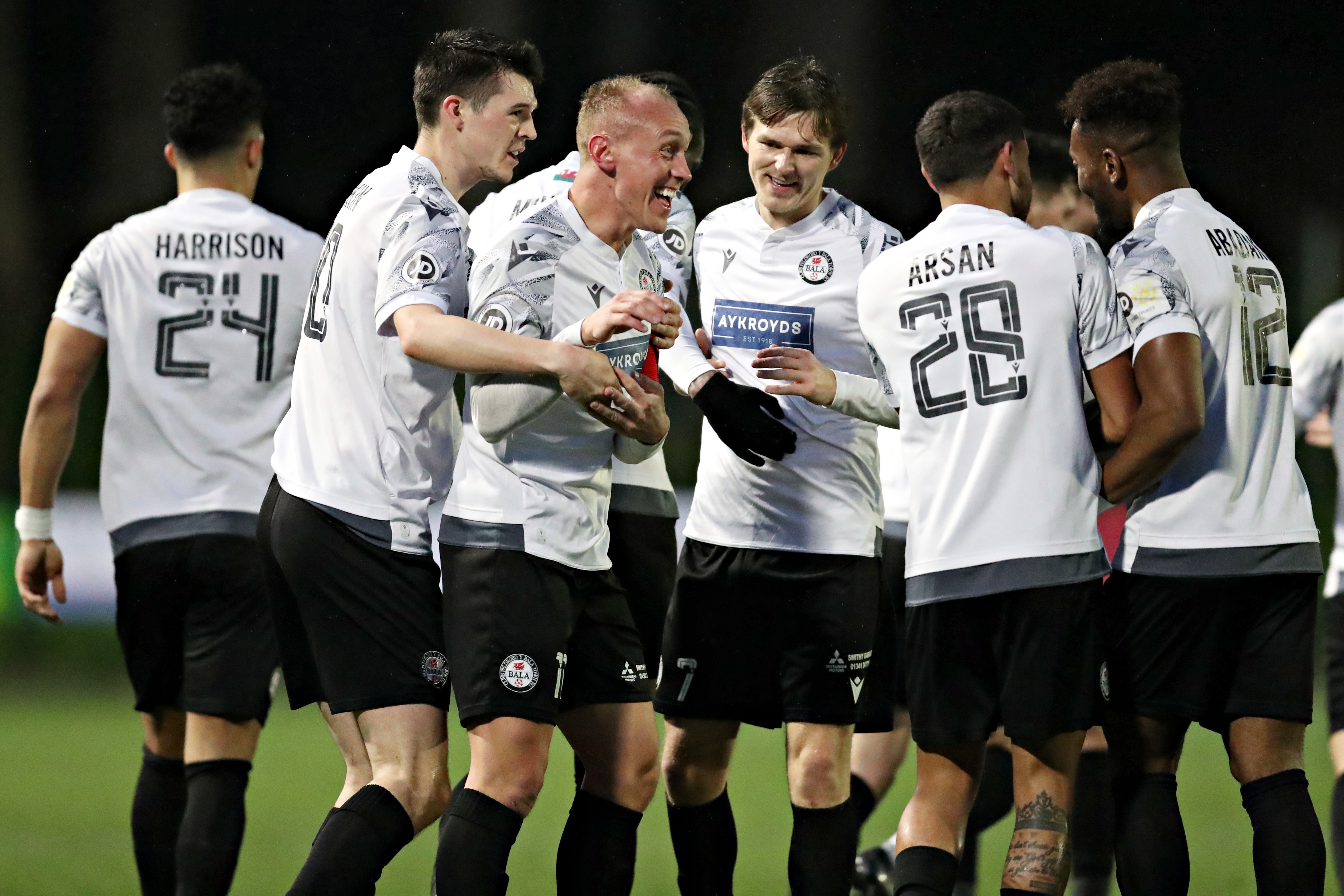 Bala Town celebrate a goal against Newtown