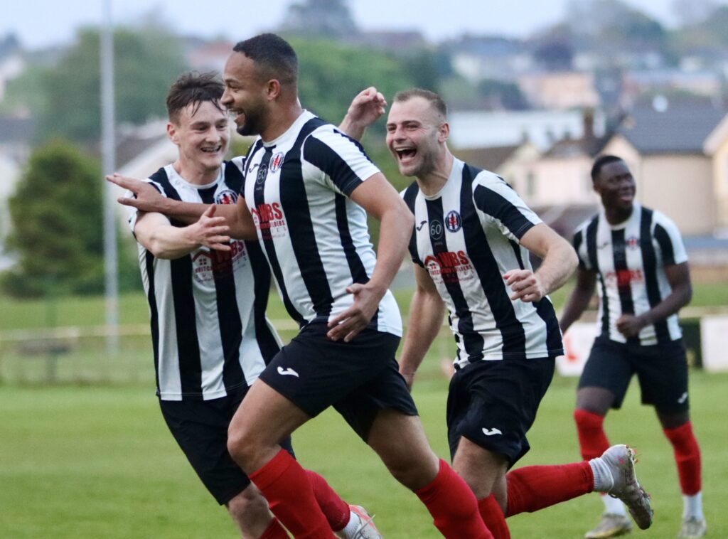 Jamal Roberts celebrates scoring for Cardiff Dracs against Pontyclun in the Ardal South West. 