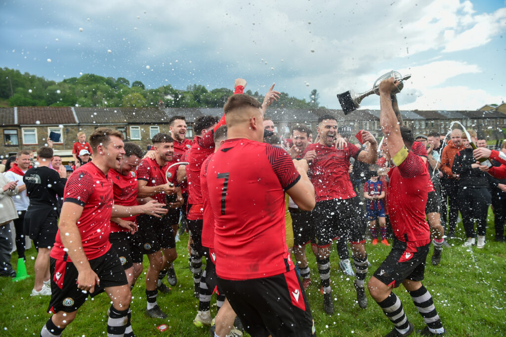 Penrhiwceiber Rangers lift the Ardal South West title - celebrating promotion to the Cymru South.