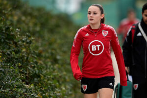 TNS Adran Leagues midfielder Maria Francis-Jones in training with the Welsh national team