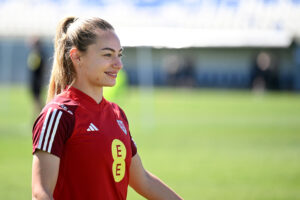 International Football, Wales Womens training session at Zahir Pajaziti Stadium, Kosovo.