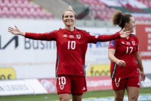 International Football, UEFA Womens Euro 2025 qualifier League B match between Wales Women and Kosovo Women at Parc y Scarlets, Llanelli, Wales, UK.